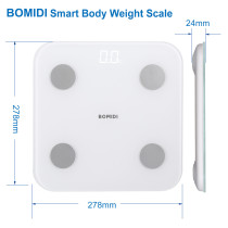 Bomidi S1 Smart Body Fat Weight Scale Led Display Bluetooth 4.0 Smart App Body Composition Bia Technology Bmi Body Composition Anti-Collision - White