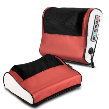 Bomidi Mp1 Massage Pillow Multifunctional Back Massager With Hot Compress Adjustable Speed Electric 8 Massage Heads Eva Material Pu Leather 24W - Red