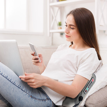 Bomidi Mp1 Massage Pillow Multifunctional Back Massager With Hot Compress Adjustable Speed Electric 8 Massage Heads Eva Material Pu Leather 24W - Red