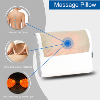 Bomidi Mp1 Massage Pillow Multifunctional Back Massager With Hot Compress Adjustable Speed Electric 8 Massage Heads Eva Material Pu Leather 24W - White