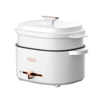 Deerma Dg20 Multi-Function Electric Cooker Multi-Purpose Pot Household Dormitory Pot Electric Hot Pot 2L+1.5, Steam,Boil,Rinse,Braise, Fry - White