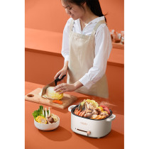 Deerma Dg20 Multi-Function Electric Cooker Multi-Purpose Pot Household Dormitory Pot Electric Hot Pot 2L+1.5, Steam,Boil,Rinse,Braise, Fry - White