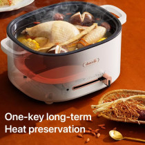 Deerma Dg20 Multi-Function Electric Cooker Multi-Purpose Pot Household Dormitory Pot Electric Hot Pot 2L+1.5, Steam,Boil,Rinse,Braise, Fry - White