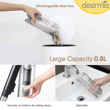 Deerma Dx600 2-In-1 Handheld Vacuum Cleaner 800Ml Large Capacity Dust Bin 15Kpa Suction Force Stainless Steel Filter 4 Layer Hepa Filtration Multifunctional Upright Vacuum Cleaner 600W - Black