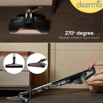 Deerma Dx600 2-In-1 Handheld Vacuum Cleaner 800Ml Large Capacity Dust Bin 15Kpa Suction Force Stainless Steel Filter 4 Layer Hepa Filtration Multifunctional Upright Vacuum Cleaner 600W - Black