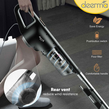 Deerma Dx600 2-In-1 Handheld Vacuum Cleaner 800Ml Large Capacity Dust Bin 15Kpa Suction Force Stainless Steel Filter 4 Layer Hepa Filtration Multifunctional Upright Vacuum Cleaner 600W - Black