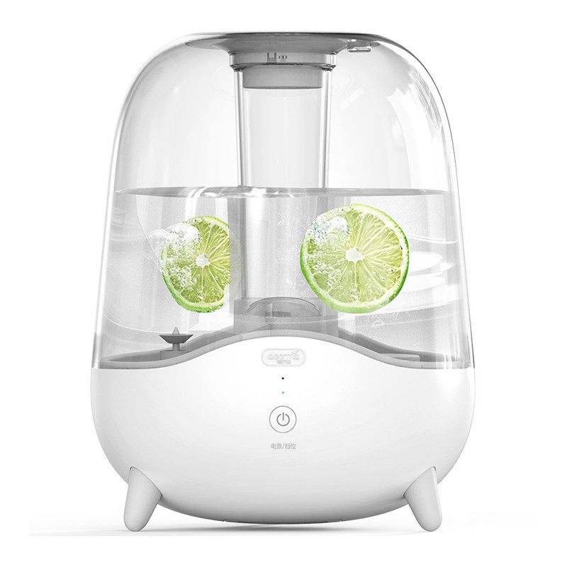 Deerma F325 Crystal Clear Ultrasonic Cool Mist Humidifier 5L Capacity Silent Aromatherapy Diffuser Transparent Water Tank, Water Shortage Protection - White