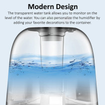 Deerma F325 Crystal Clear Ultrasonic Cool Mist Humidifier 5L Capacity Silent Aromatherapy Diffuser Transparent Water Tank, Water Shortage Protection - White