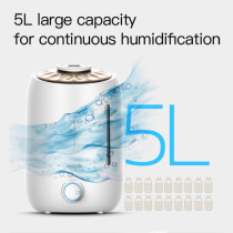Deerma F500 Ultrasonic Humidifier 5L Manual Air Purifier Rotatable Mist Nozzle Quiet Operation With Activated Carbon Filter - White