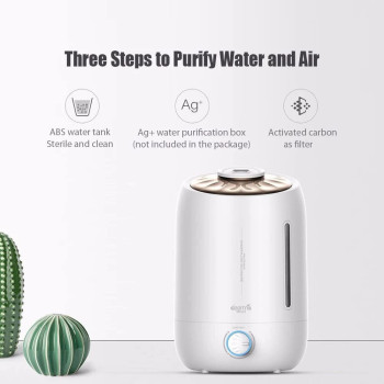 Deerma F500 Ultrasonic Humidifier 5L Manual Air Purifier Rotatable Mist Nozzle Quiet Operation With Activated Carbon Filter - White