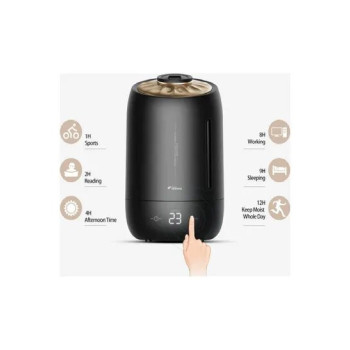 Deerma F600S Ultrasonic Humidifier Aromatherapy Oil Diffuser Three Gear Touch Temperature Intelligent Mist Maker Timing Function Constant Humidity, 5L Capacity - Black