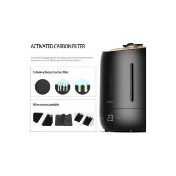 Deerma F600S Ultrasonic Humidifier Aromatherapy Oil Diffuser Three Gear Touch Temperature Intelligent Mist Maker Timing Function Constant Humidity, 5L Capacity - Black