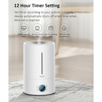 Deerma F628S Touch Display Smart Humidifier 5Liters Capacity Uv Lamp Sterilization 3 Gear Mist Volume 12H Timing Touch Display 30Db Low Noise - White
