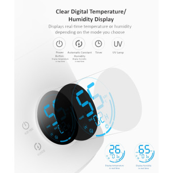 Deerma F628S Touch Display Smart Humidifier 5Liters Capacity Uv Lamp Sterilization 3 Gear Mist Volume 12H Timing Touch Display 30Db Low Noise - White