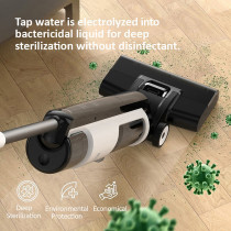 Deerma Vx100 2 In 1 Cordless Vacuum Cleaner And Floor Scrubber 5.5Kpa Sunction Force Wet Dry Mop Electrolysis Water Sterilization , 550Ml Water Tank - Black