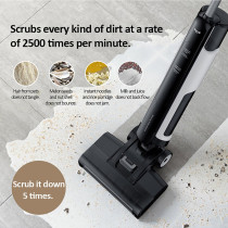 Deerma Vx100 2 In 1 Cordless Vacuum Cleaner And Floor Scrubber 5.5Kpa Sunction Force Wet Dry Mop Electrolysis Water Sterilization , 550Ml Water Tank - Black