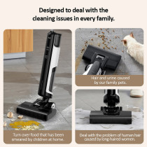 Deerma Vx100 2 In 1 Cordless Vacuum Cleaner And Floor Scrubber 5.5Kpa Sunction Force Wet Dry Mop Electrolysis Water Sterilization , 550Ml Water Tank - Black