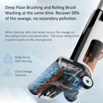 Deerma Vx100 2 In 1 Cordless Vacuum Cleaner And Floor Scrubber 5.5Kpa Sunction Force Wet Dry Mop Electrolysis Water Sterilization , 550Ml Water Tank - Black