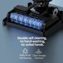 Deerma Vx100 2 In 1 Cordless Vacuum Cleaner And Floor Scrubber 5.5Kpa Sunction Force Wet Dry Mop Electrolysis Water Sterilization , 550Ml Water Tank - Black