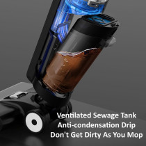 Deerma Vx100 2 In 1 Cordless Vacuum Cleaner And Floor Scrubber 5.5Kpa Sunction Force Wet Dry Mop Electrolysis Water Sterilization , 550Ml Water Tank - Black