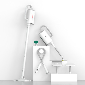 Deerma Zq600 Multifunctional Handheld Steam Mop Floor Cleaner 150C Steam Glass Cleaning Steam Iron Scouring Pad Extension Wand & Hose Sterilize- White