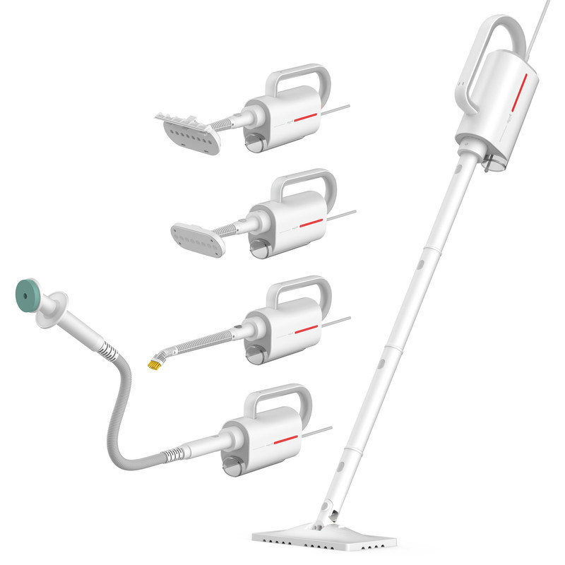 Deerma Zq600 Multifunctional Handheld Steam Mop Floor Cleaner 150C Steam Glass Cleaning Steam Iron Scouring Pad Extension Wand & Hose Sterilize- White