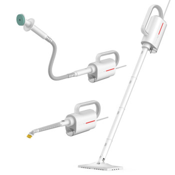 Deerma Zq600 Multifunctional Handheld Steam Mop Floor Cleaner 150C Steam Glass Cleaning Steam Iron Scouring Pad Extension Wand & Hose Sterilize- White