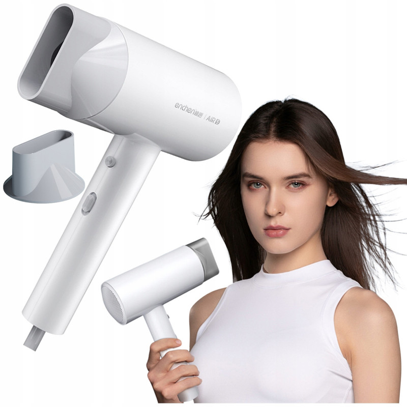 Enchen Air 5 Electric Hair Dryer 1800W High Dc Motor With Double Over Heat Protection 1.8M Power Cord Length - White