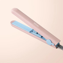 Enchen Eh1002 Mini Electric Hair Straightener & Hair Curler One Button Control Temperature Adjustment Long-Lasting Hair Styling Tool - Pink
