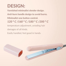 Enchen Eh1002 Mini Electric Hair Straightener & Hair Curler One Button Control Temperature Adjustment Long-Lasting Hair Styling Tool - Pink