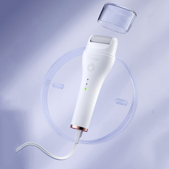 Enchen Rock Electric Foot Callus Remover 360 Degree Roller With Two Speed Adjustment 3 Different Roller Head Ipx6 Waterproof Foot Grinder, 1500Mah Battery - White