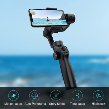 Funsnap Capture 2s Smartphone Camera Stabilizer 3 Axis Bluetooth, Anti-shake Stick with Long Battery Life - Black