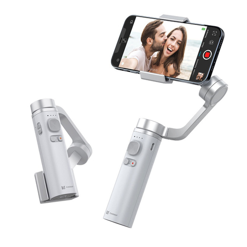 Funsnap Capture Pi Foldable Smartphone Camera Stabilizer Combo 3-Axis Gimbal Stabilizer With Metallic Housing Auto Balancing Selfie Stick Bluetooth Connectivity - White