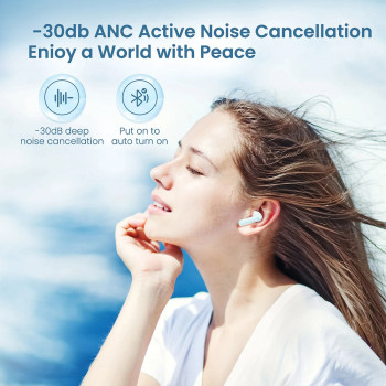 Haylou Moripods Anc Touch Control Low Latency Hybrid Wireless Earbuds With 3 Modes Active Noise Cancelling Microphone 30Db Anc Bluetooth 5.2 - White