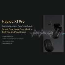 Haylou X1 Pro Dual Noise Cancellation True Wireless Earbuds Smart Dual Noise Cancellation -35Db Hybrid Anc 40H Battery Life Aac Audio Codec - Black
