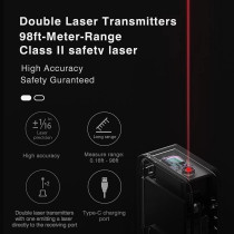 Hoto Smart Laser Measure Digital Tape Measure Oled Display 2 Modes Measurement Rechargeable Rangefinder - Black