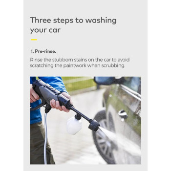 Hoto 20V Cordless High Pressure Washer 6-in-1 For Car Washer 2.4Mpa, 24bar, 350psi High Washing Power 5C 2000mAh Removable Battery 200W- Black