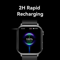 Imilab W02 Smart Watch 1.85-Inch Borderless Full Touch Screen Smart Bluetooth Calling 100+ Sports Modes Health Management Customizle Watch Face Ip68 Water Resistance - Black