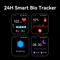 Imilab W02 Smart Watch 1.85-Inch Borderless Full Touch Screen Smart Bluetooth Calling 100+ Sports Modes Health Management Customizle Watch Face Ip68 Water Resistance - Black