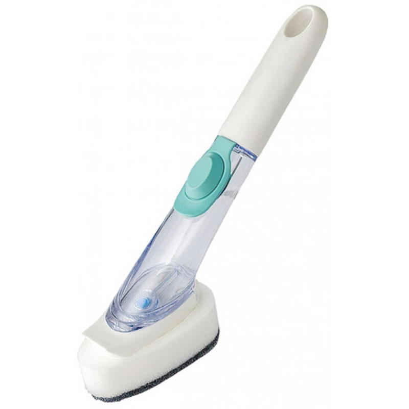 Jordan & Judy Ho341 Handheld Liquid Pot Brush Automatic Liquid Soap Sponge Clean & Descaling Oil Brush Cleaning Tool 44Ml Dishwashing Brush - White