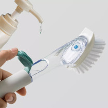 Jordan & Judy Ho341 Handheld Liquid Pot Brush Automatic Liquid Soap Sponge Clean & Descaling Oil Brush Cleaning Tool 44Ml Dishwashing Brush - White