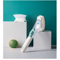Jordan & Judy Ho341 Handheld Liquid Pot Brush Automatic Liquid Soap Sponge Clean & Descaling Oil Brush Cleaning Tool 44Ml Dishwashing Brush - White