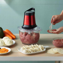 Liven Jrj-Gw300 Electric Meat Grinder Multifunctional Food Processor 2.5L Capacity Transparent Glass Pot Body 300W - Red