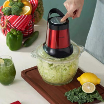 Liven Jrj-Gw300 Electric Meat Grinder Multifunctional Food Processor 2.5L Capacity Transparent Glass Pot Body 300W - Red