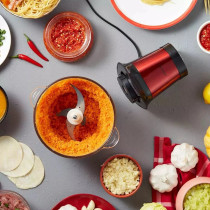 Liven Jrj-Gw300 Electric Meat Grinder Multifunctional Food Processor 2.5L Capacity Transparent Glass Pot Body 300W - Red