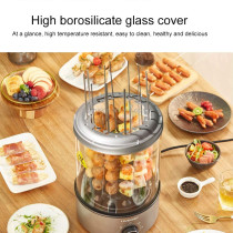 Liven Kl-J121 Electric Barbecue/Kebab Machine Automatic 360 Rotating Skewer Roast Griller Non-Stick Smokeless Bbq Knob Control 1100W Power - Grey