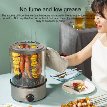 Liven Kl-J121 Electric Barbecue/Kebab Machine Automatic 360 Rotating Skewer Roast Griller Non-Stick Smokeless Bbq Knob Control 1100W Power - Grey