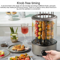Liven Kl-J121 Electric Barbecue/Kebab Machine Automatic 360 Rotating Skewer Roast Griller Non-Stick Smokeless Bbq Knob Control 1100W Power - Grey