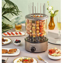 Liven Kl-J121 Electric Barbecue/Kebab Machine Automatic 360 Rotating Skewer Roast Griller Non-Stick Smokeless Bbq Knob Control 1100W Power - Grey