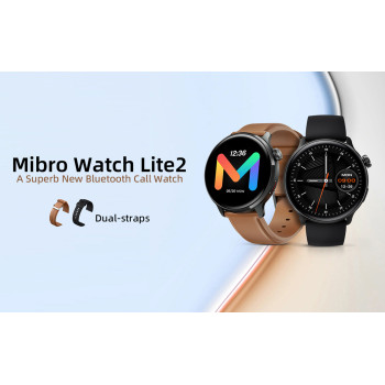 Mibro Watch Lite 2 Smart Watch 1.3-Inch Amoled Display Metal Body Bluetooth Call Intelligent Health Monitoring 60 Sport Modes 12 Days Battery Life 2Atm Waterproof Smart Watch - Black